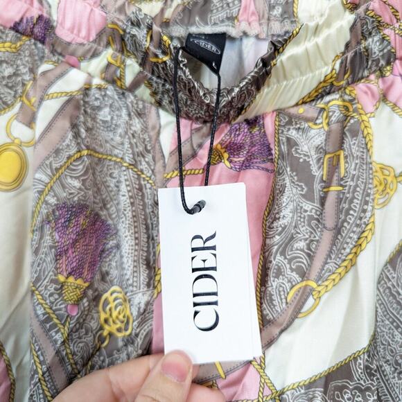 NWT Cider Chain & Baroque Printed Wide Leg Pull On Pants - Picture 7 of 8